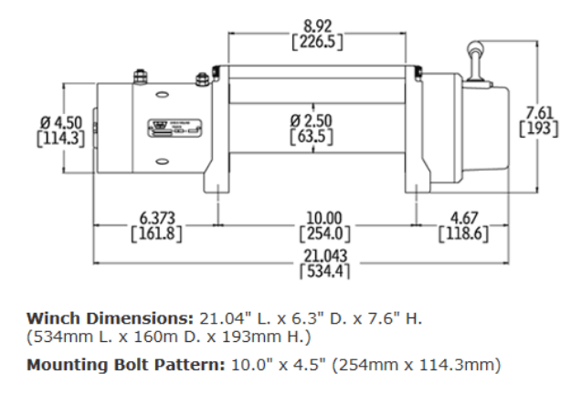 Warn 26502  M8000 Self-Recovery Electric Winch - 8,000 lbs. Pull Rating, 100 ft. Steel Line