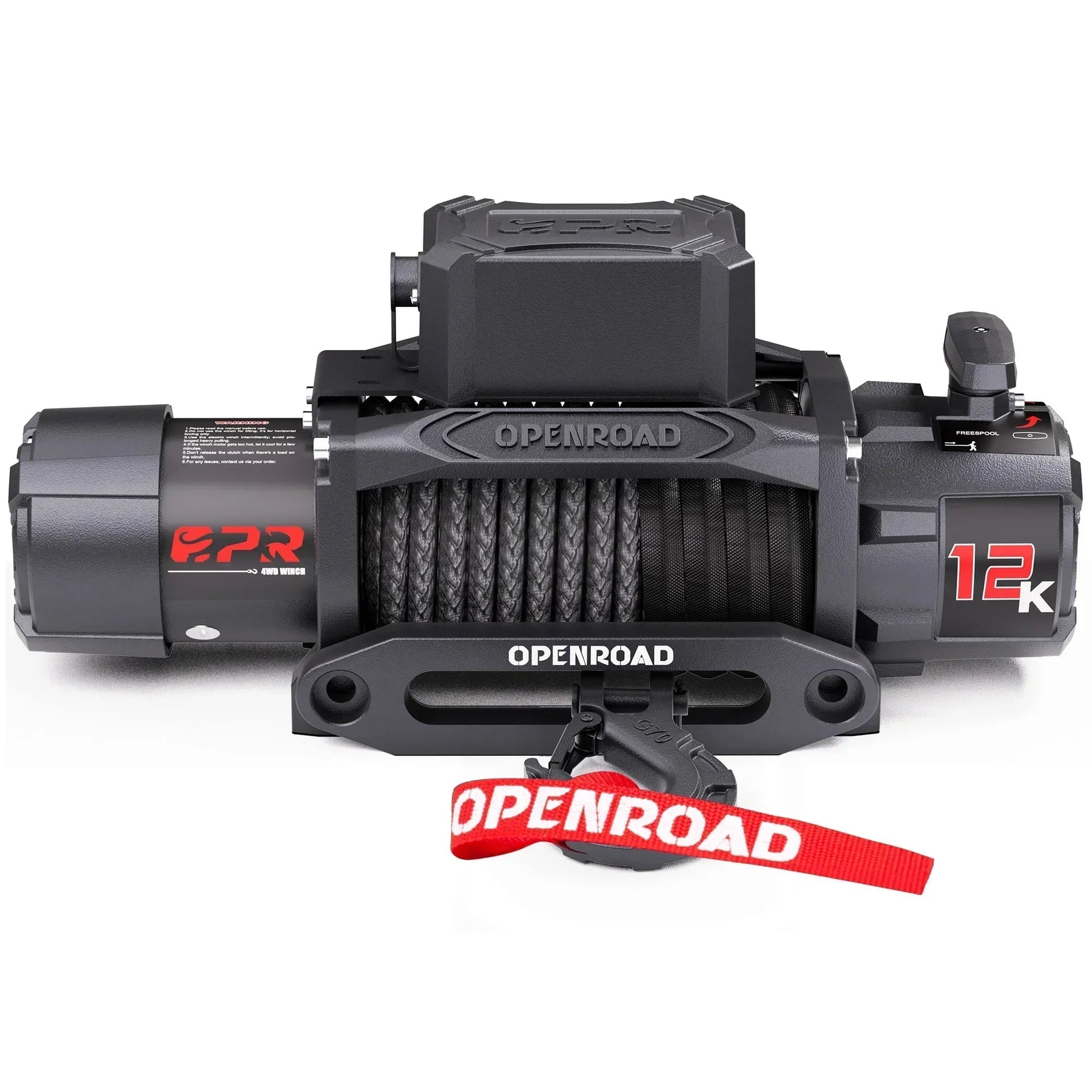 OPENROAD 12,000lbs Wireless Electric Winch with Synthetic Rope - IP68 Rated