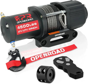 OPENROAD 4,500lbs 12V UTV SxS Wireless Electric Winch with Synthetic Rope - IP68 Rated