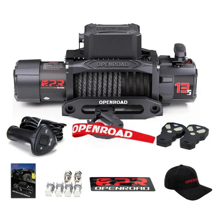 OPENROAD 13,500lbs Wireless Electric Winch with Synthetic Rope - IP68 Rated