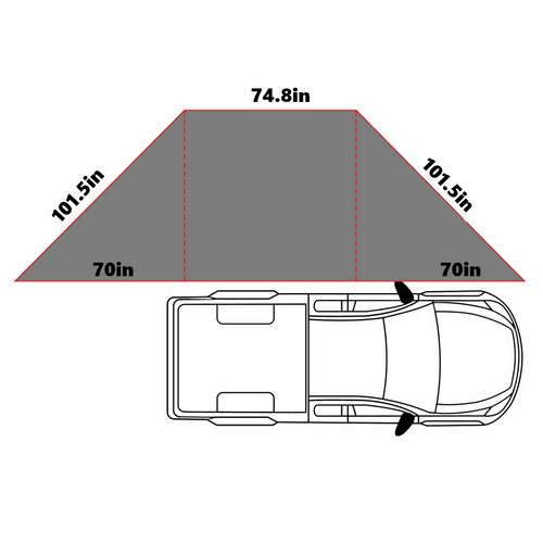 Openroad 180 Degree Free Standing Overland Awning With LEDs & Mounting Hardware
