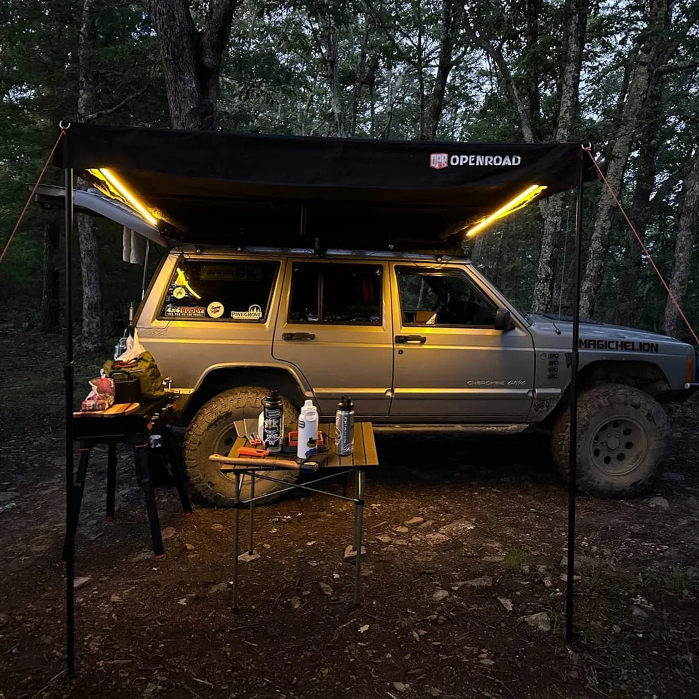 Openroad 90 Degree Quick Shade Overland Awning With LEDs & Mounting Hardware