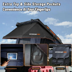 Openroad Aluminum Hard Shell V2 Rooftop Tent with LED Lights - 4 Season