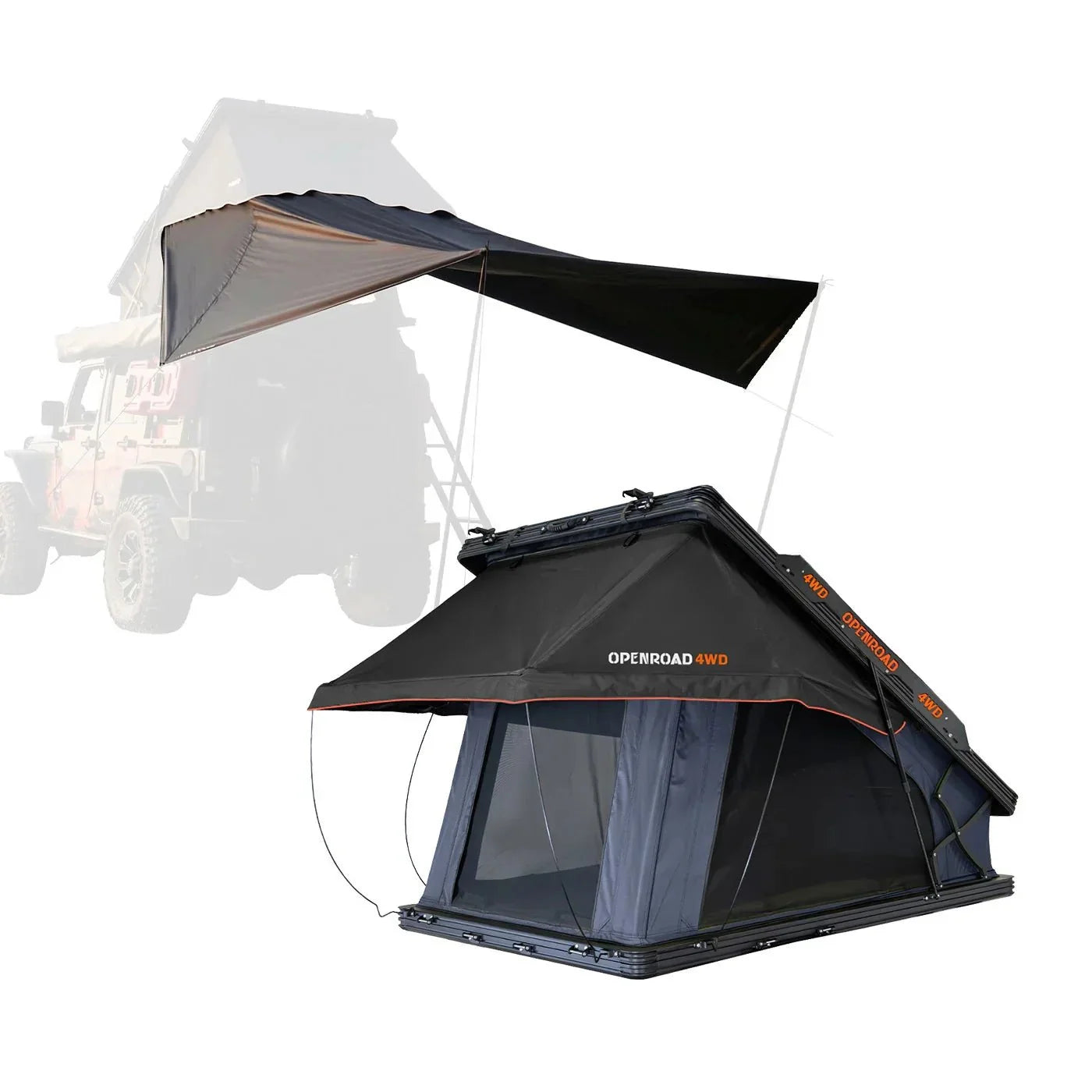Openroad Aluminum Hard Shell V2 Rooftop Tent with LED Lights - 4 Season