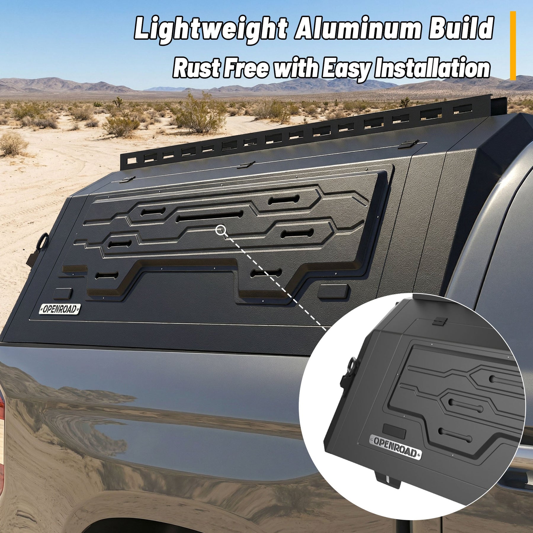 Openroad Aluminum Light Weight Modular Truck Cap for 2014-2021 Toyota Tundra 5.5ft Bed