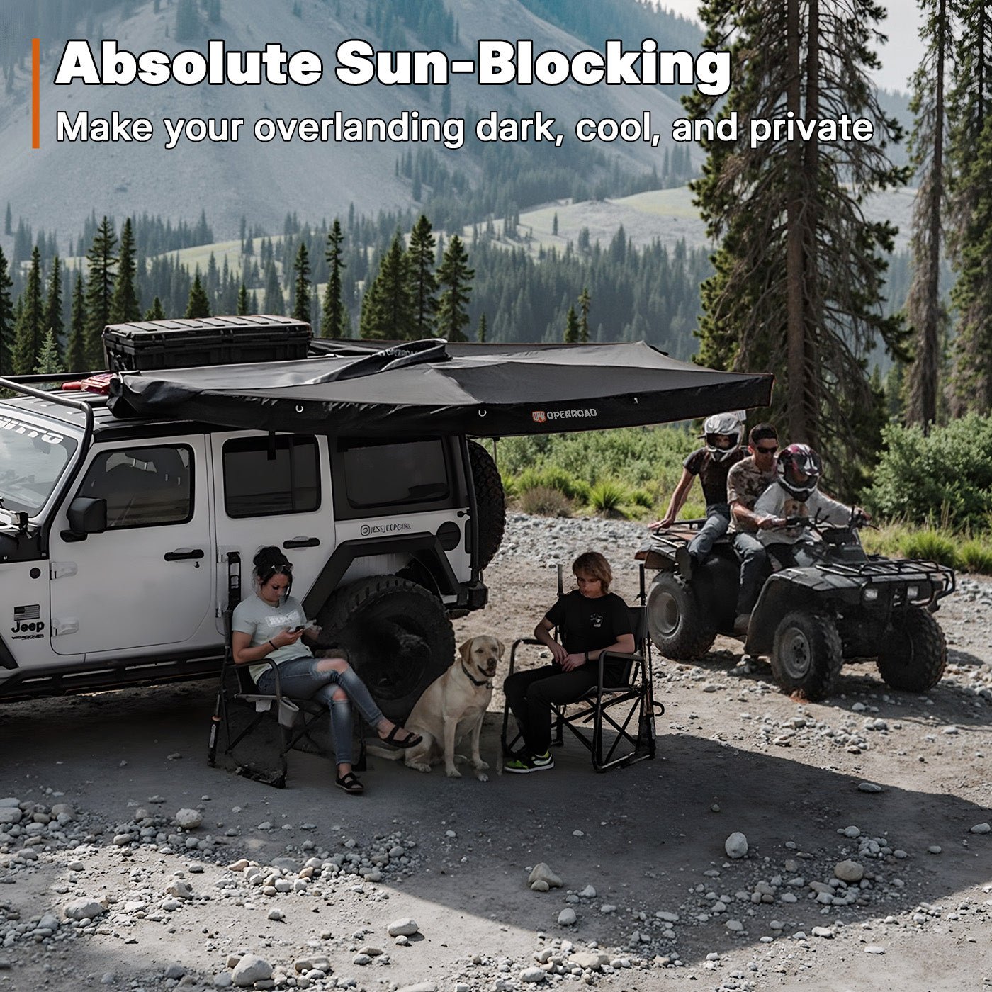 Openroad 270 Degree Free Standing Overland Awning With LEDs & Mounting Hardware