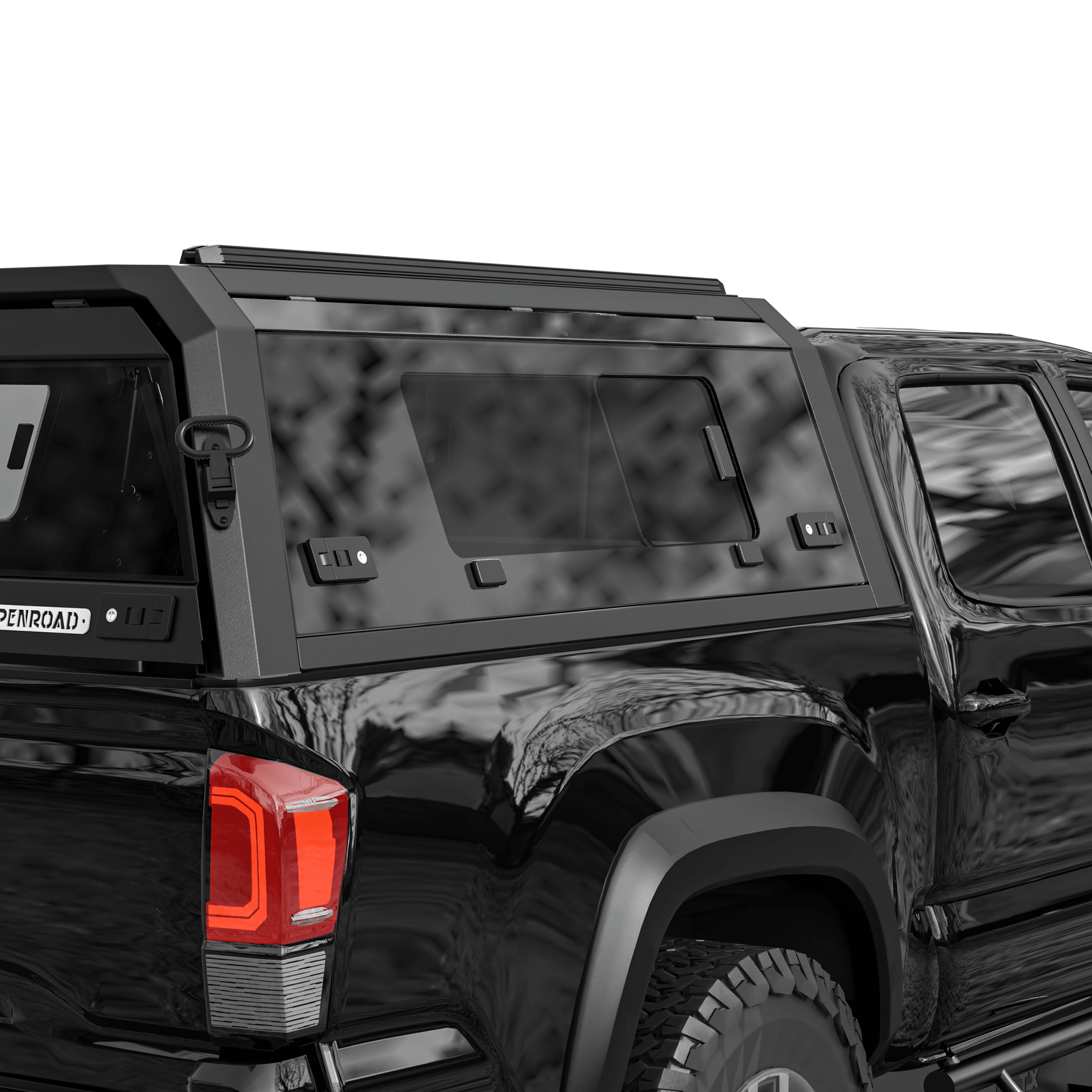 OPENROAD Bolt On Bed Cap with Sliding Side and Front Windows for 2016-2023 Toyota Tacoma