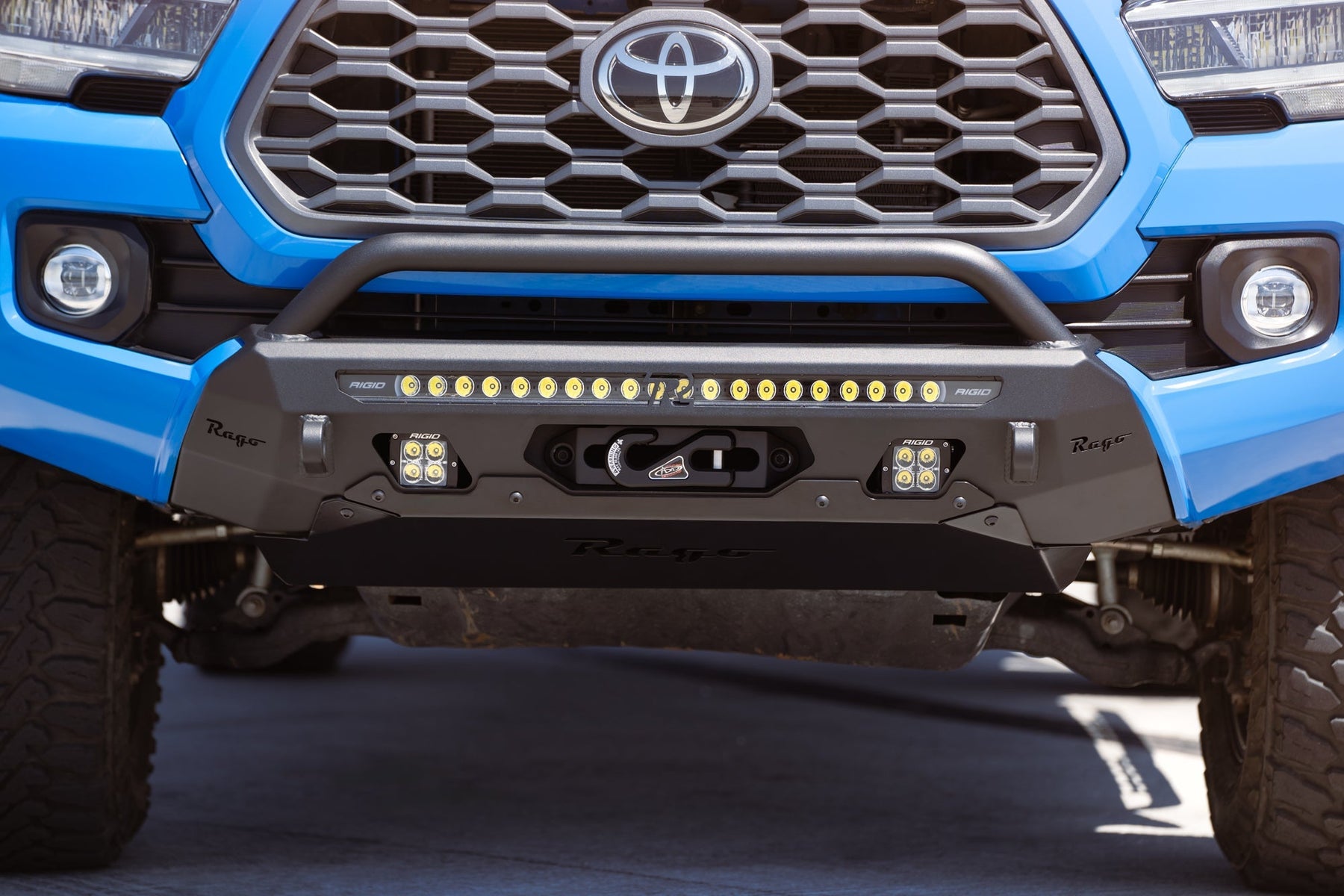 Rago Fabrication Center Mount Winch Bumper for 2016-2023 Toyota Tacoma - Recon Recovery