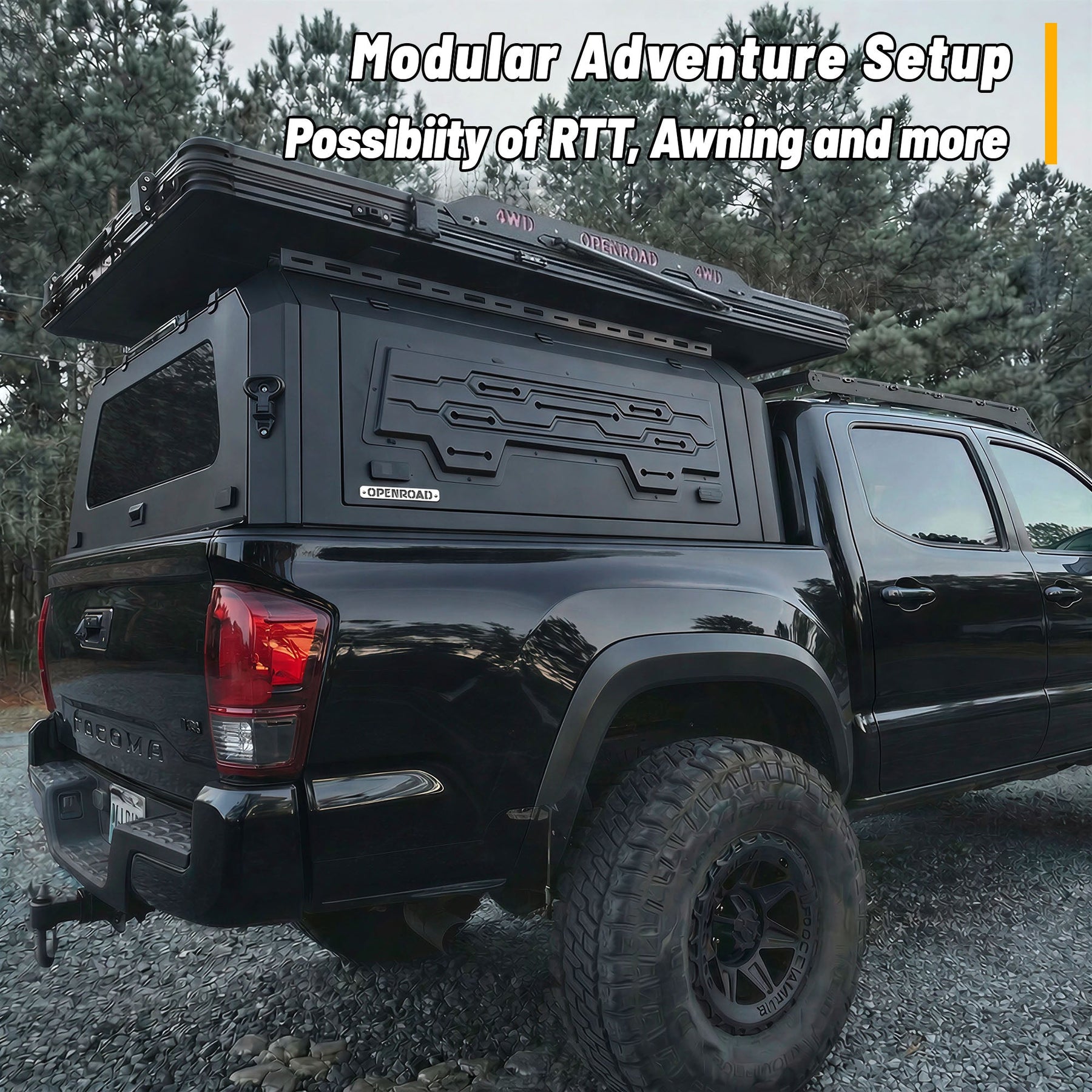 Openroad Aluminum Light Weight Modular Truck Cap for 2016-2023 Toyota Tacoma 6ft Bed