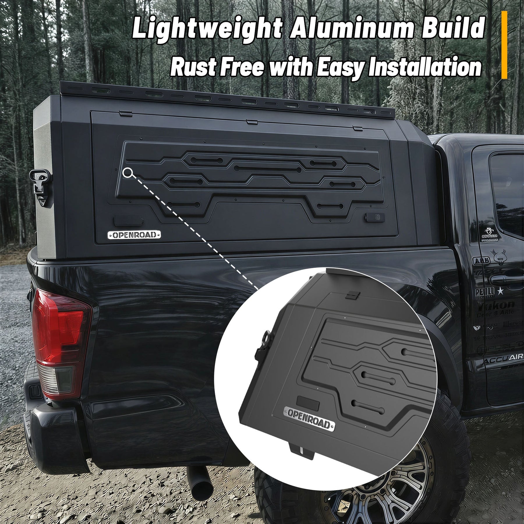Openroad Aluminum Light Weight Modular Truck Cap for 2016-2023 Toyota Tacoma 5ft Bed