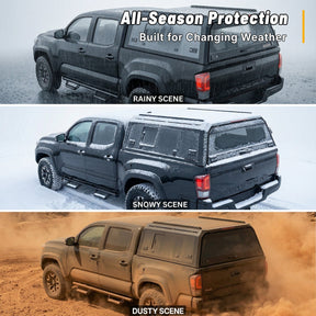 OPENROAD Bolt On Bed Cap with Sliding Side and Front Windows for 2016-2023 Toyota Tacoma