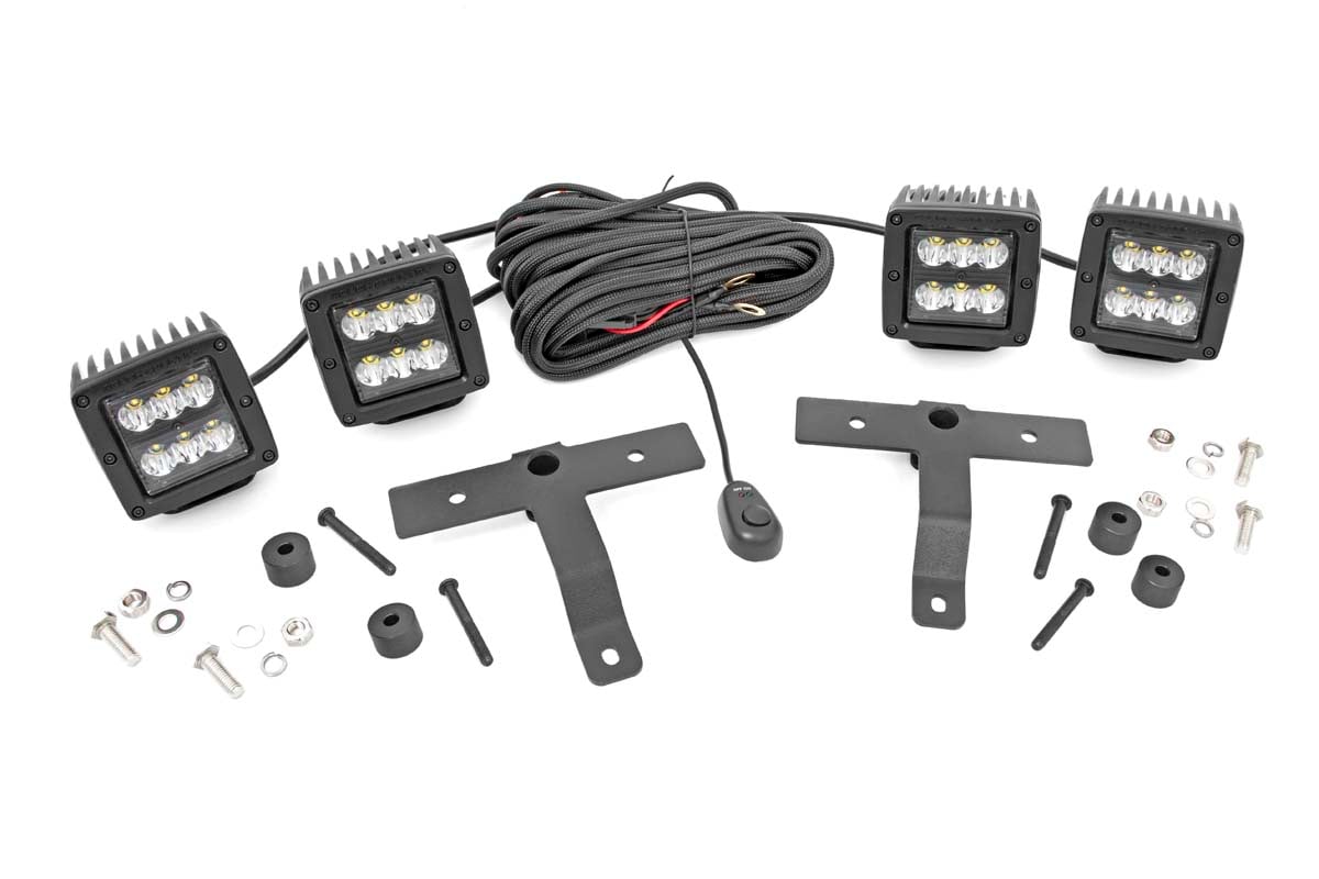 Rough Country Quad LED Light Kit for 2018-2026 Jeep Gladiator JT/Wrangler JL