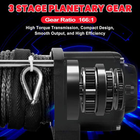 OPENROAD 4,500lbs 12V UTV SxS Wireless Electric Winch with Synthetic Rope - IP68 Rated