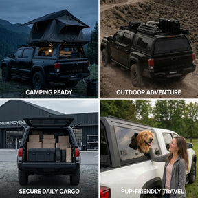 OPENROAD Bolt On Bed Cap with Sliding Side and Front Windows for 2016-2023 Toyota Tacoma