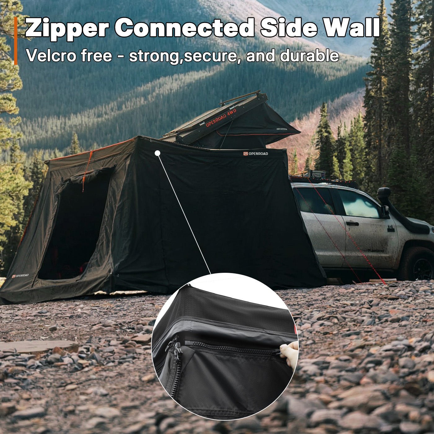 Openroad 270 Degree Free Standing Overland Awning With LEDs & Mounting Hardware