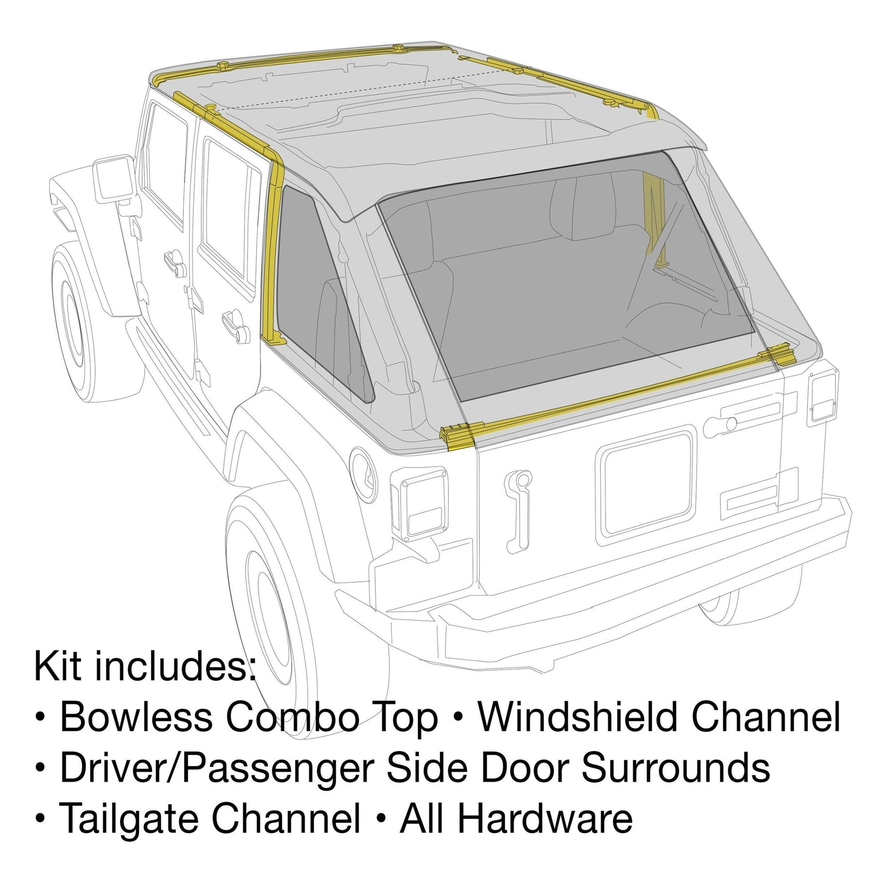 Smittybilt Bowless Combo Soft Top For 07-18 Jeep Wrangler JK 2 Door- Recon Recovery