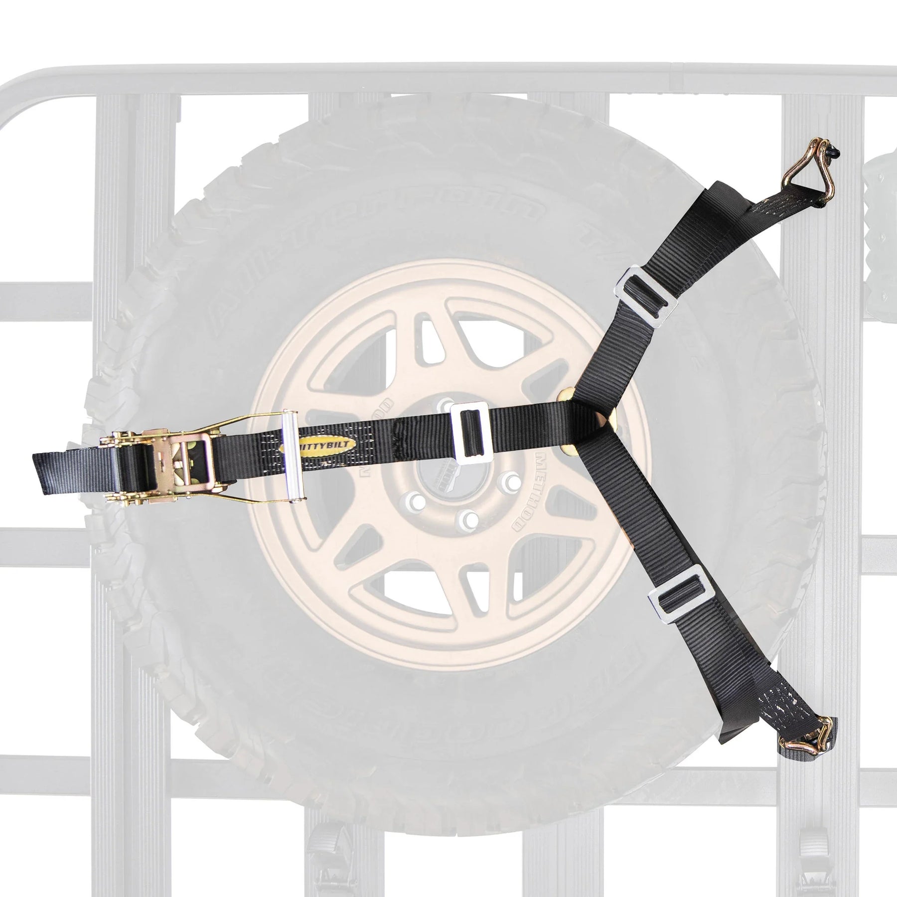 Smittybilt Defender Platform 3-Way Tire Ratcheting Tie Down Strap - Recon Recovery