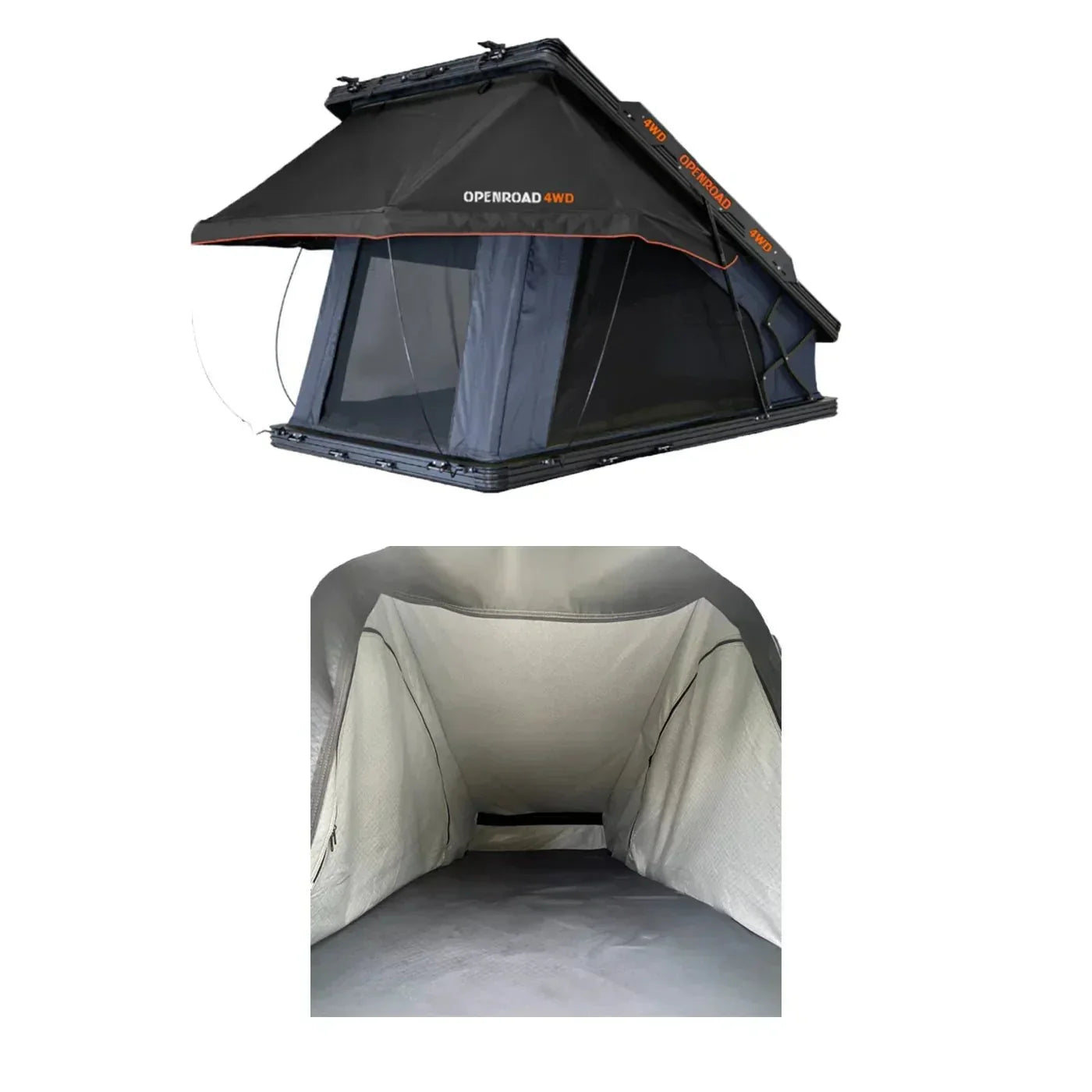 Openroad Aluminum Hard Shell V2 Rooftop Tent with LED Lights - 4 Season