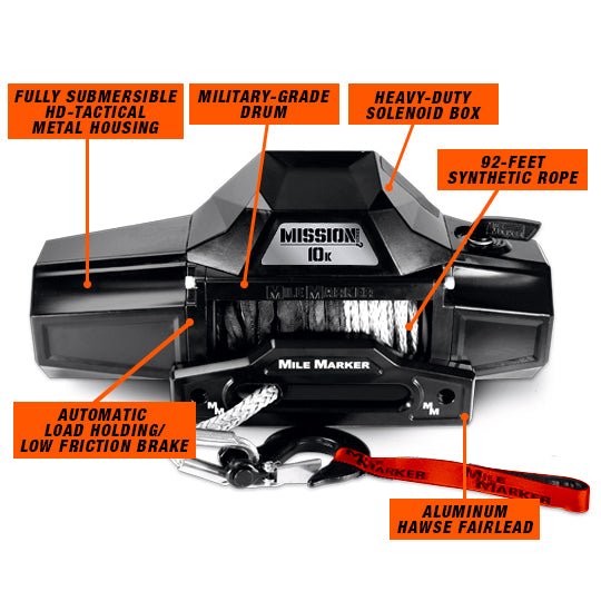 Mile Marker Mission Winch Series 10k - Covert Black