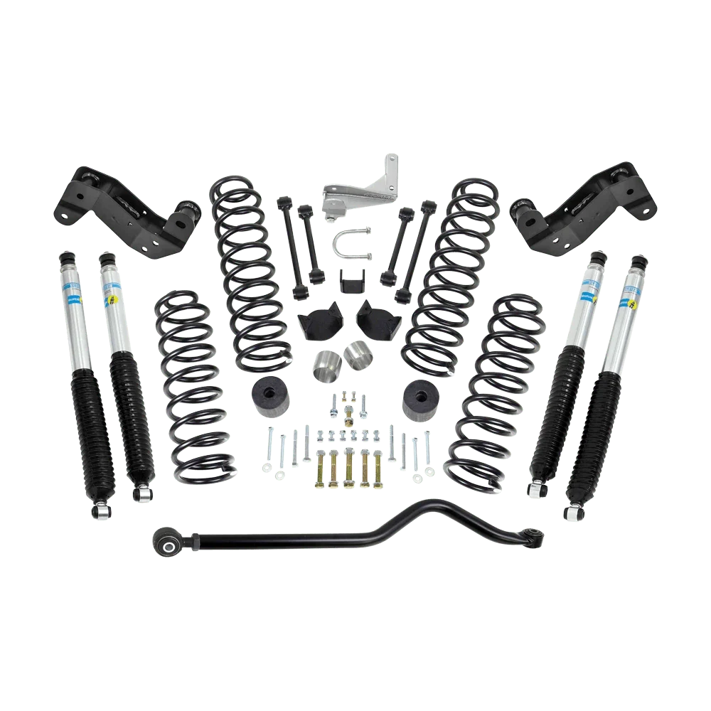 ReadyLIFT 4" Coil Spring Kit with Adjustable Track Bar, Caster Correction Bracket, Exhaust Spacer with Bilstein Shocks for 2017-2018 Jeep Wrangler JK/Wrangler JKU
