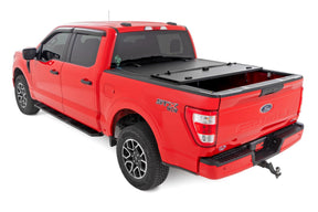 Rough Country Hard Tri-Fold Flip Up Bed Cover for 2015-2020 Ford F-150