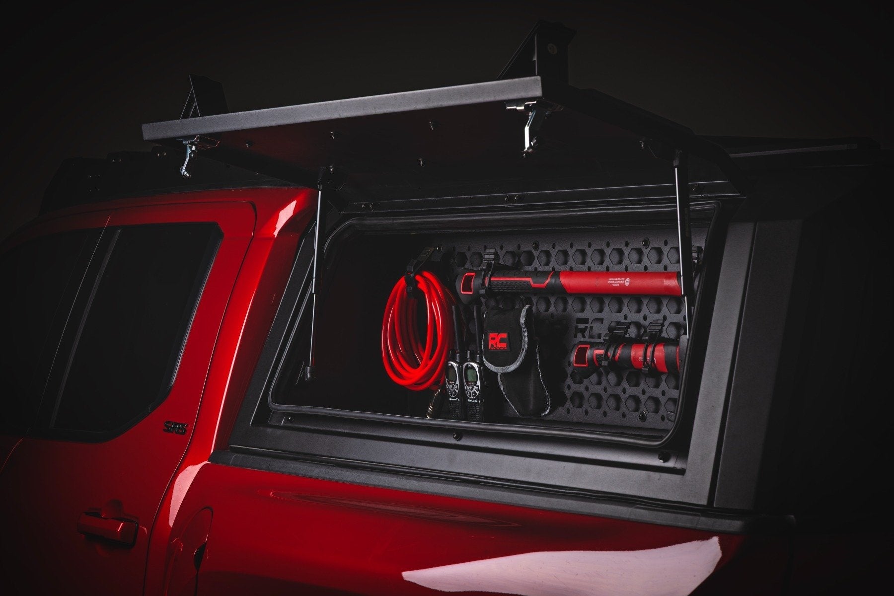 Rough Country Bed Cap Molle Panel Storage Bin + LED Lighting | 2016–2026 Toyota Tacoma