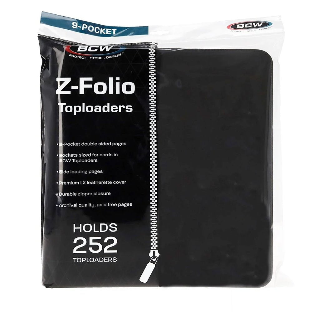 BCW | Z-Folio 9-Pocket LX Toploader Binder Album (Holds 252 Cards) - Black