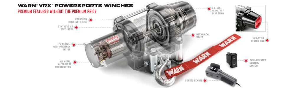 WARN VRX 35-S Powersports ATVs UTVs SXS Winch – 3,500 lb Capacity | Synthetic Rope