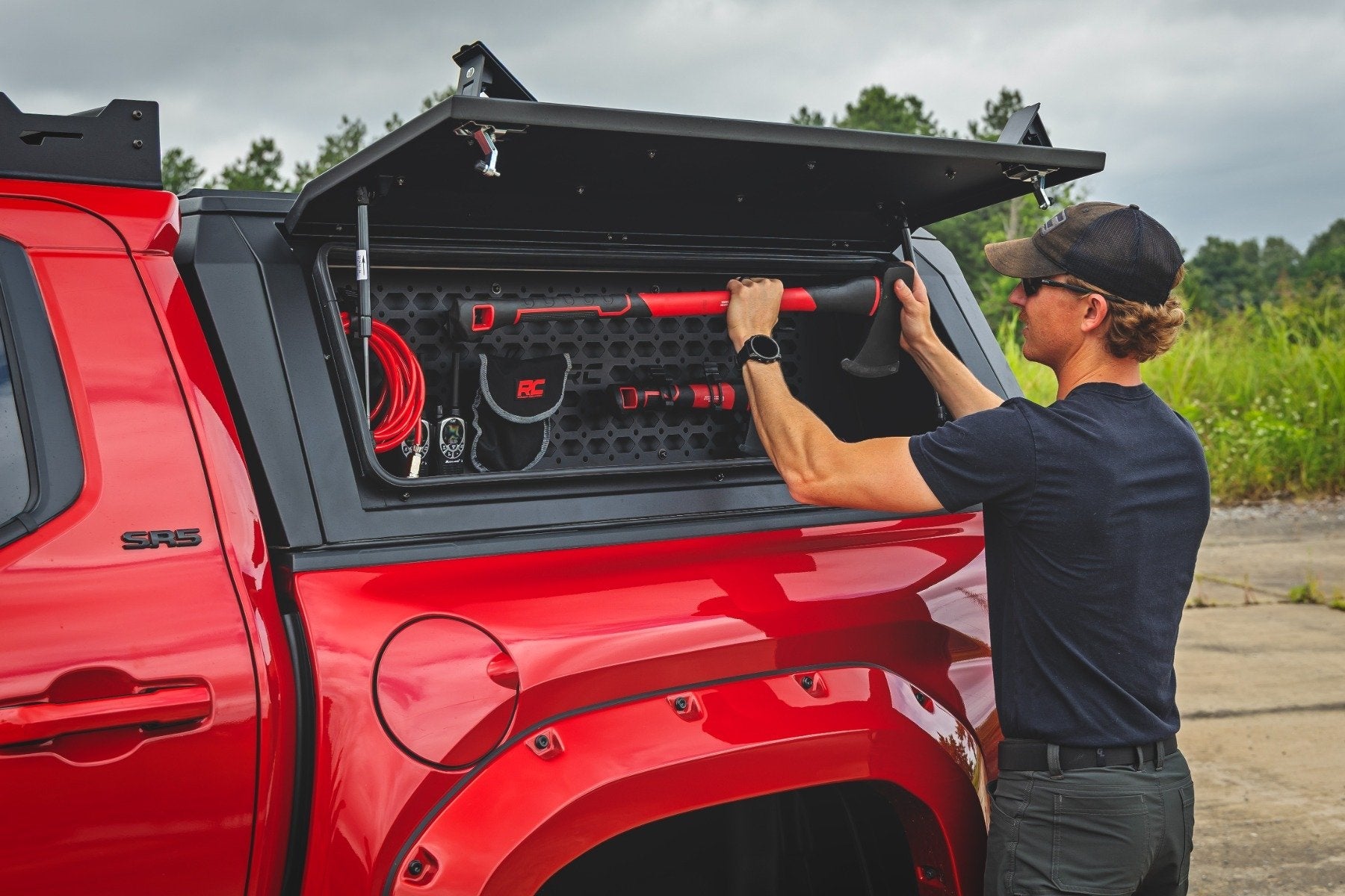 Rough Country Bed Cap Molle Panel Storage Bin + LED Lighting | 2016–2026 Toyota Tacoma