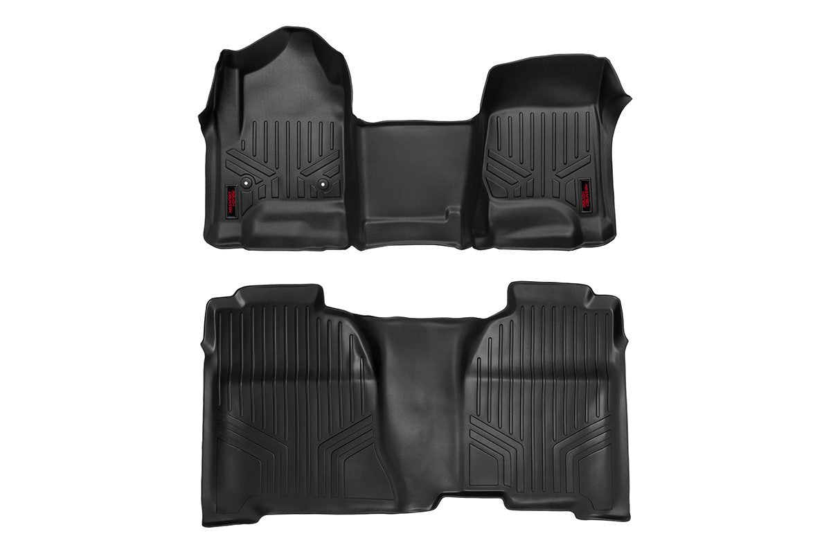 Rough Country Floor Mats | Front & Rear | Over Hump | Crew Cab | Chevy/GMC 1500/2500HD/3500HD 2WD/4WD