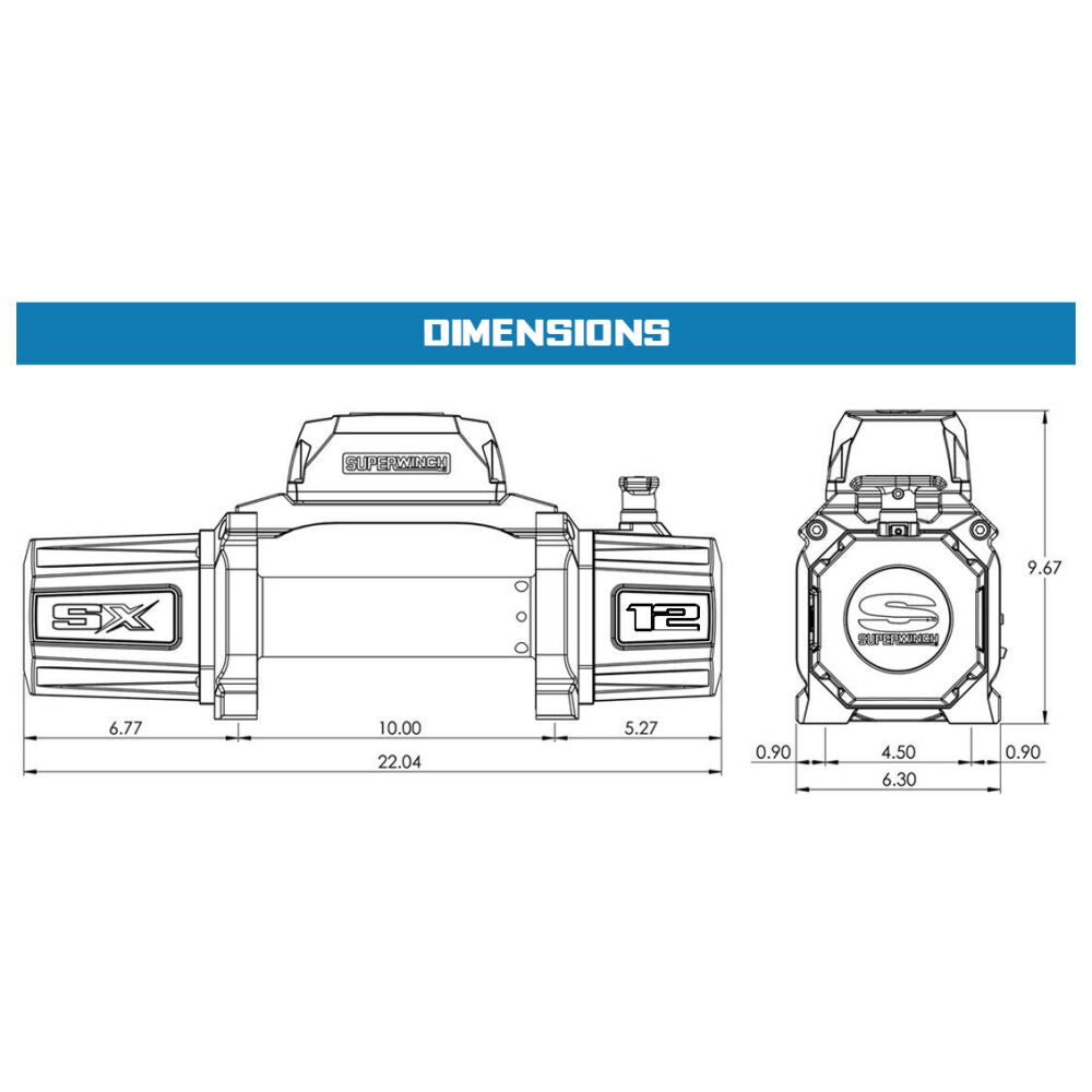 Superwinch SX12SR 12,000 lbs. Wireless Recovery Winch with LED- 80ft Synthetic Rope