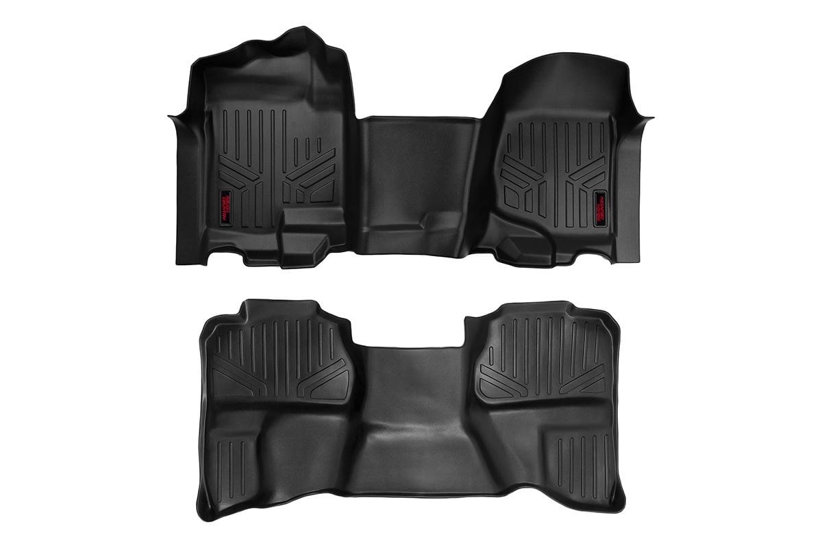 Rough Country Floor Mats | Front & Rear | Over Hump | Extended Cab | Chevy/GMC 1500/2500HD (2007-2014)