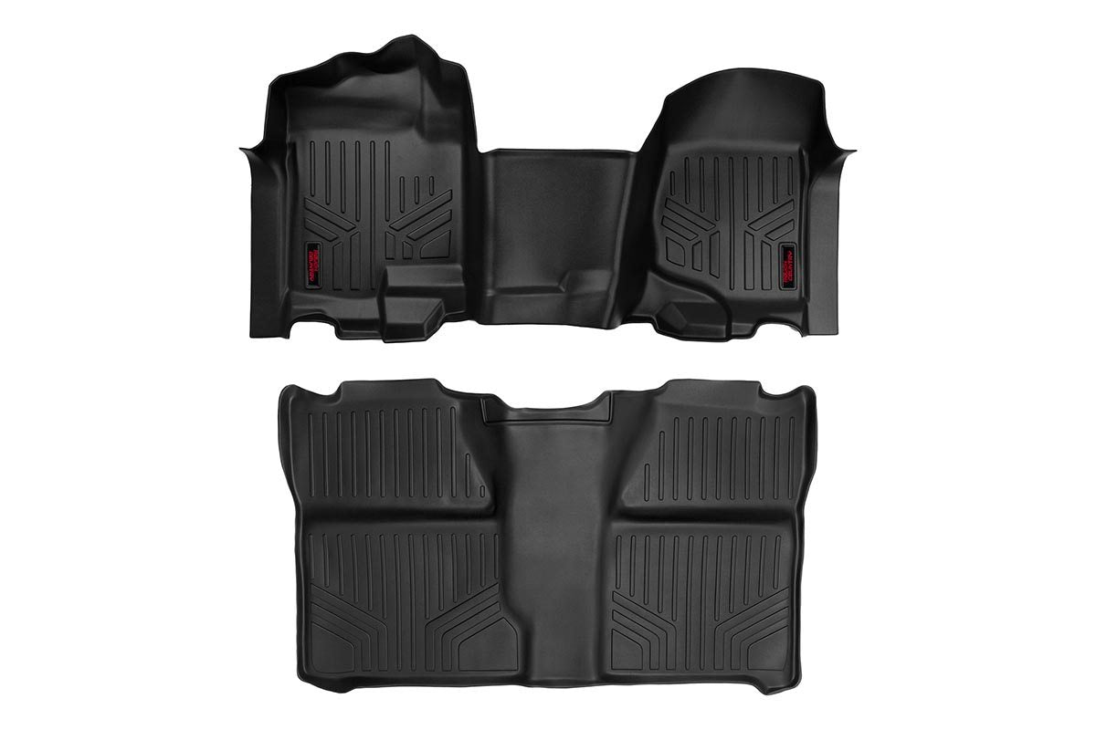Rough Country Floor Mats | Front & Rear | Over Hump | Crew | Chevy/GMC 1500/2500HD (2007-2014)