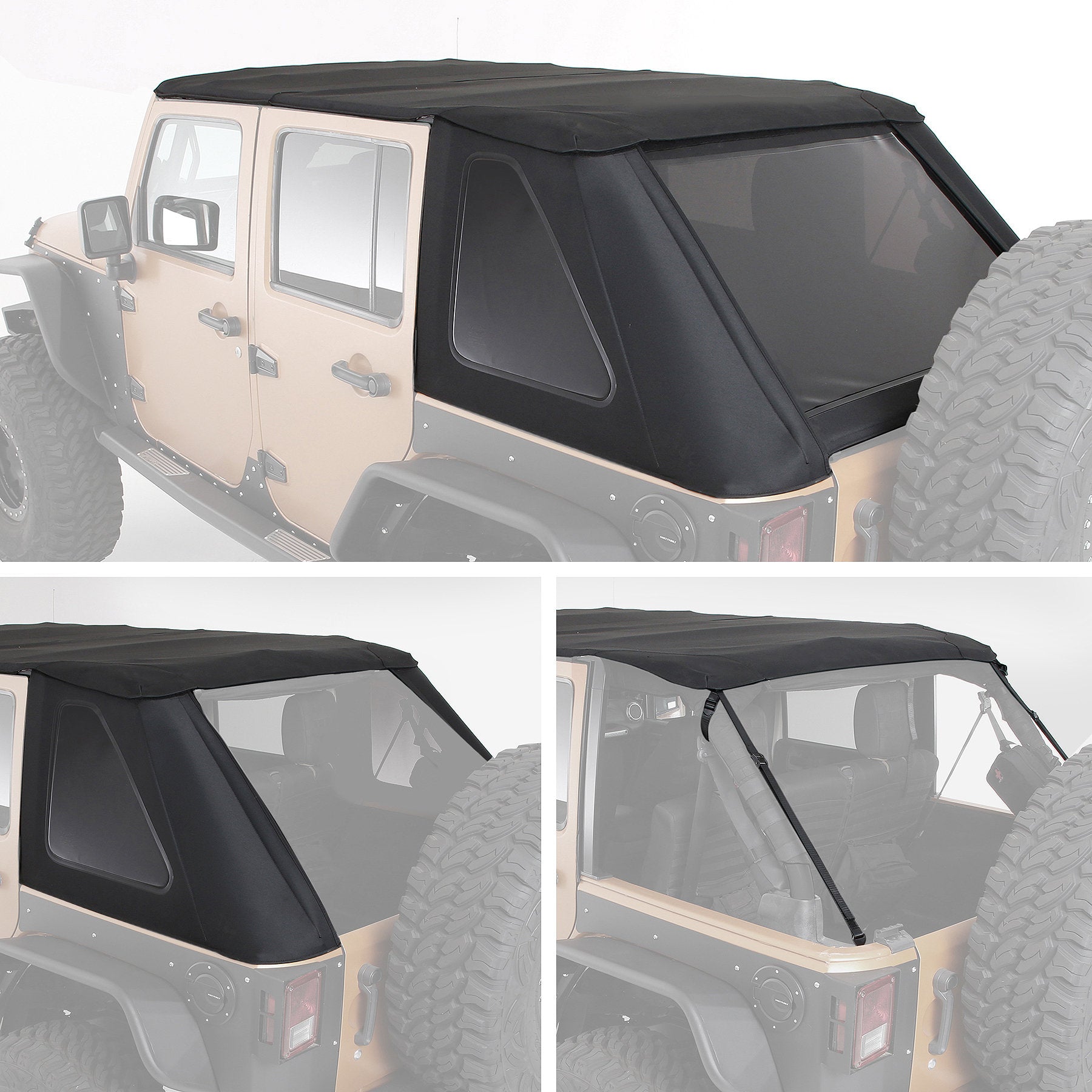 Smittybilt Bowless Combo Soft Top Kit For 2007-2018 Jeep Wrangler JKU - Recon Recovery
